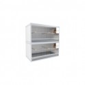Block of 2 Cages, on top of eachother, per cage 60cm wide and 40cm high with nesting-box for finches