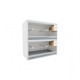Block of 2 Cages, on top of eachother, per cage 60cm wide and 50cm high with nesting-box for canaries